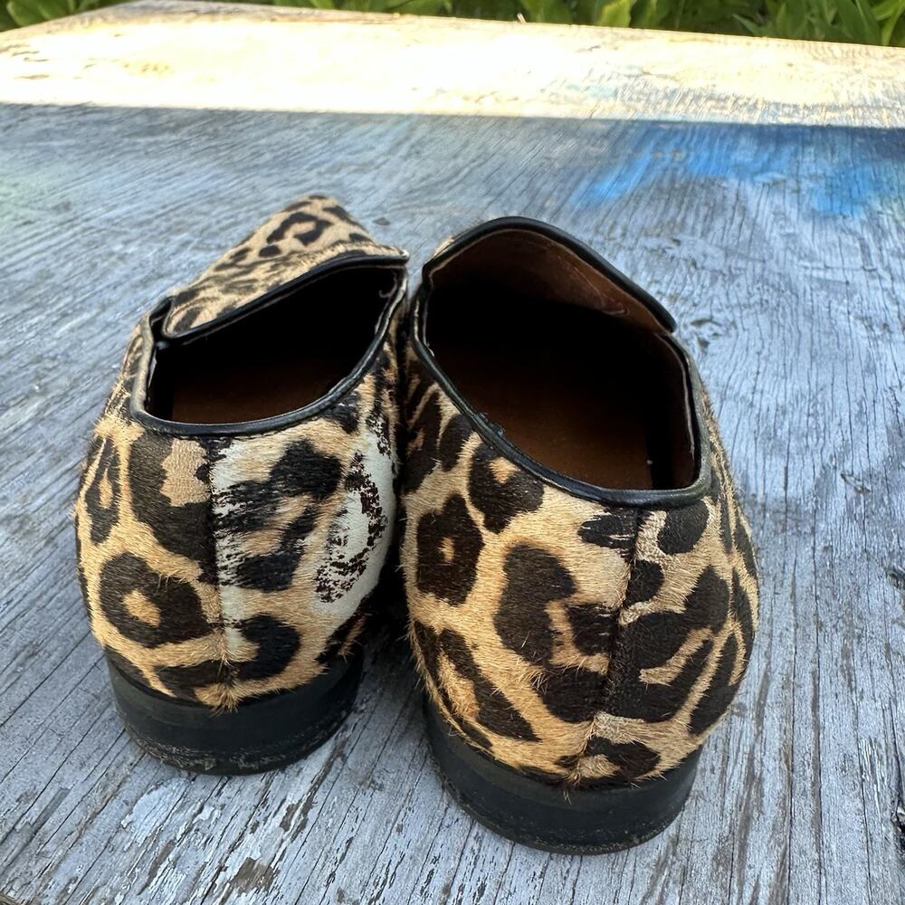 Franco Sarto Leopard Print Calf Hair Pointed-Toe Loafers Size 8 M Womens 825 - Picture 2 of 16